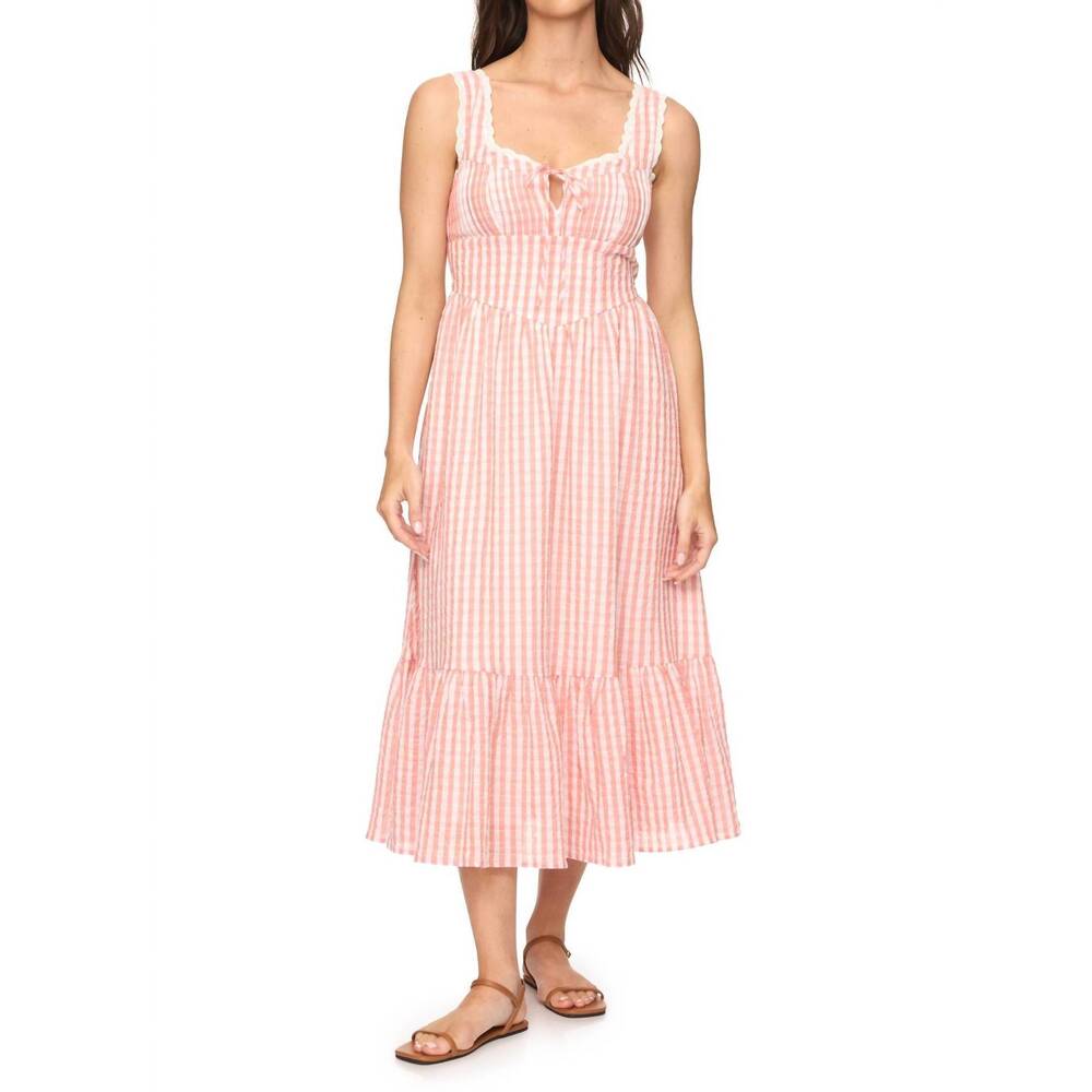 NEW FLAGS & ANTHEM women's virginia pucker peasent dress in pink